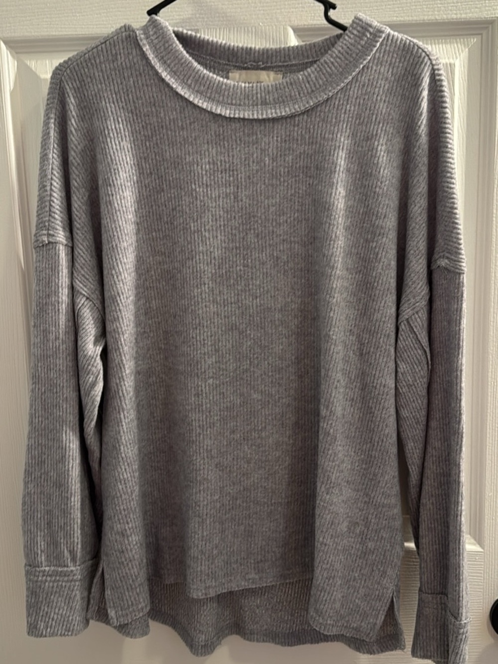 Zenana Gray Ribbed Long-Sleeve Women's Sweater NWOT